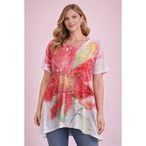 Nylon Apparel Abstract Floral Burnout Tee Made in USA Lightweight Art Top